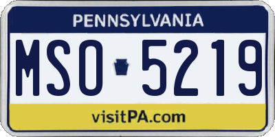PA license plate MSO5219