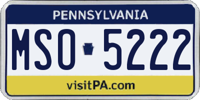 PA license plate MSO5222