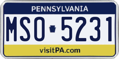 PA license plate MSO5231