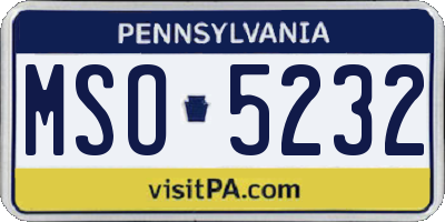 PA license plate MSO5232