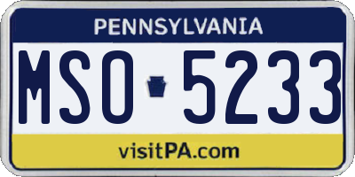 PA license plate MSO5233