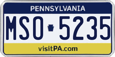 PA license plate MSO5235