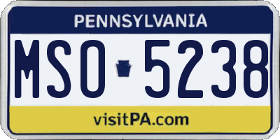 PA license plate MSO5238