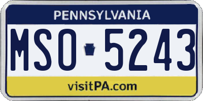 PA license plate MSO5243