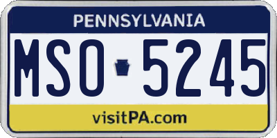 PA license plate MSO5245