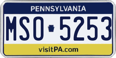 PA license plate MSO5253