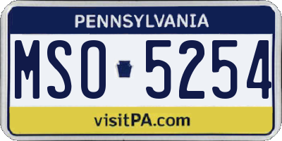 PA license plate MSO5254
