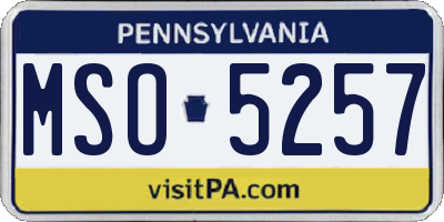 PA license plate MSO5257