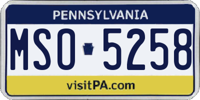 PA license plate MSO5258