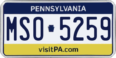 PA license plate MSO5259