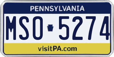 PA license plate MSO5274