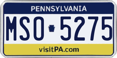 PA license plate MSO5275