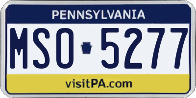 PA license plate MSO5277