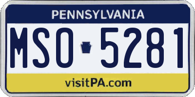 PA license plate MSO5281