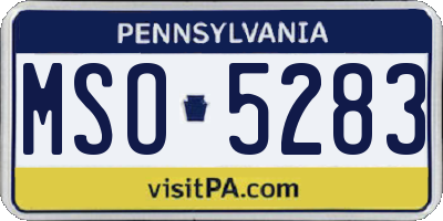 PA license plate MSO5283