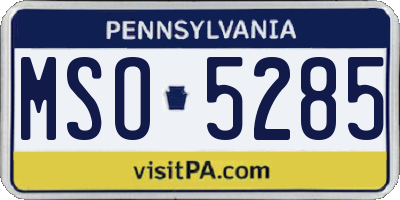 PA license plate MSO5285