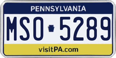 PA license plate MSO5289