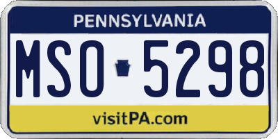 PA license plate MSO5298