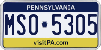 PA license plate MSO5305