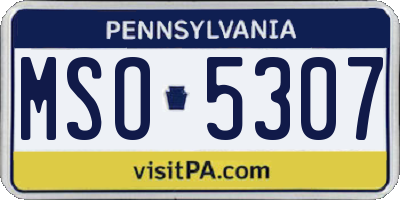 PA license plate MSO5307