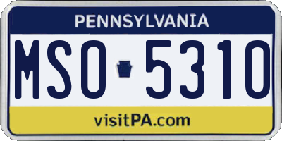 PA license plate MSO5310