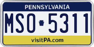 PA license plate MSO5311