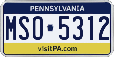 PA license plate MSO5312