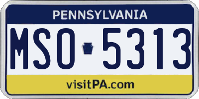PA license plate MSO5313