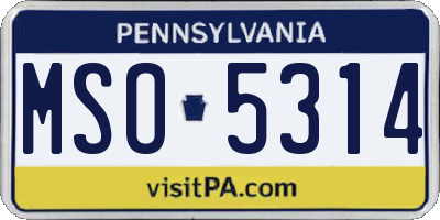 PA license plate MSO5314