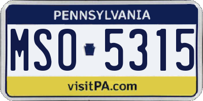 PA license plate MSO5315