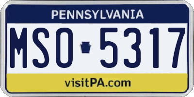 PA license plate MSO5317