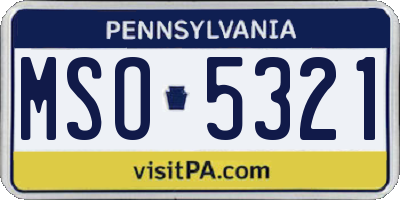 PA license plate MSO5321