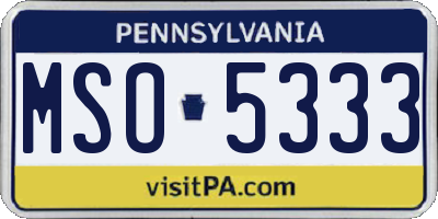 PA license plate MSO5333