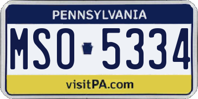 PA license plate MSO5334