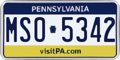 PA license plate MSO5342