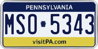 PA license plate MSO5343
