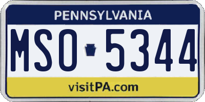 PA license plate MSO5344