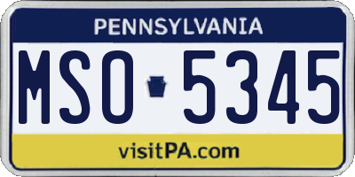 PA license plate MSO5345