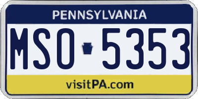 PA license plate MSO5353
