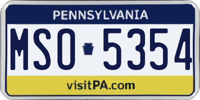 PA license plate MSO5354