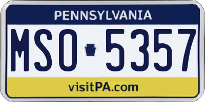 PA license plate MSO5357
