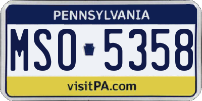 PA license plate MSO5358