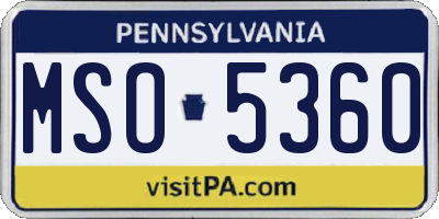 PA license plate MSO5360
