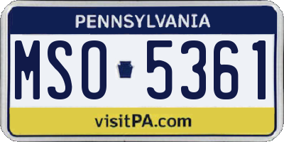 PA license plate MSO5361