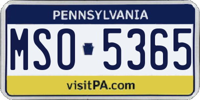PA license plate MSO5365