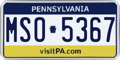 PA license plate MSO5367
