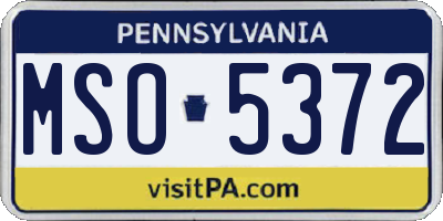 PA license plate MSO5372