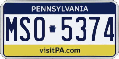PA license plate MSO5374