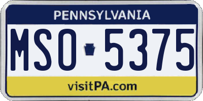 PA license plate MSO5375