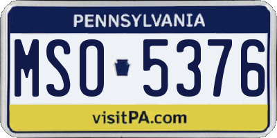 PA license plate MSO5376